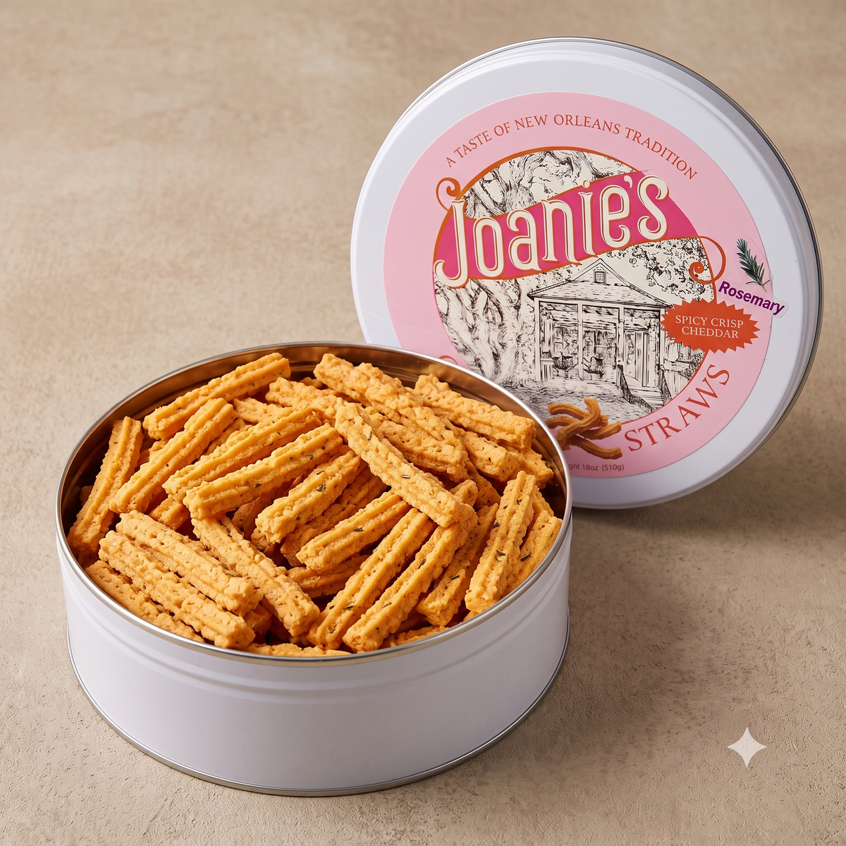 Rosemary Cheese Straws Gift Tin — Cheddar & Rosemary (12 oz)