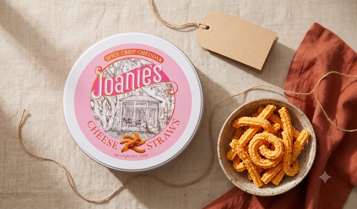 Spicy Cheddar Cheese Straws Gift Tin — Sharp Cheddar & Cayenne (12 oz)